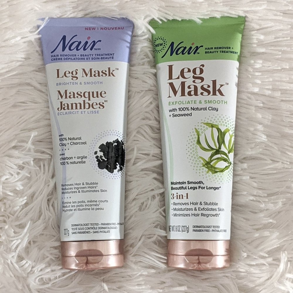 Lot 2 Nair Leg Masks Seaweed / Charcoal & Clay